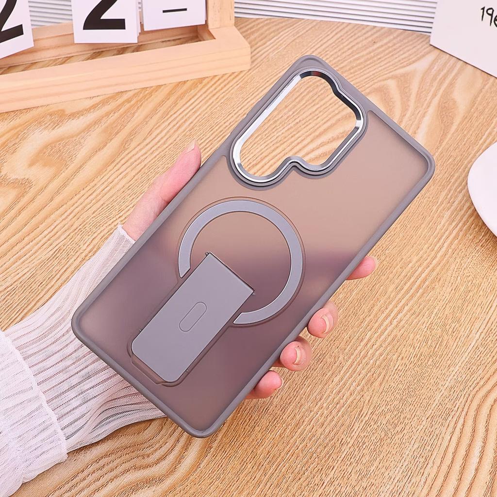 For Magsafe Fold Stand Holder Matte Case For Samsung S26 S25 S23 S24 Ultra Plus FE A57 A37 A17 A56 A55 A36 A26 A16 Cover