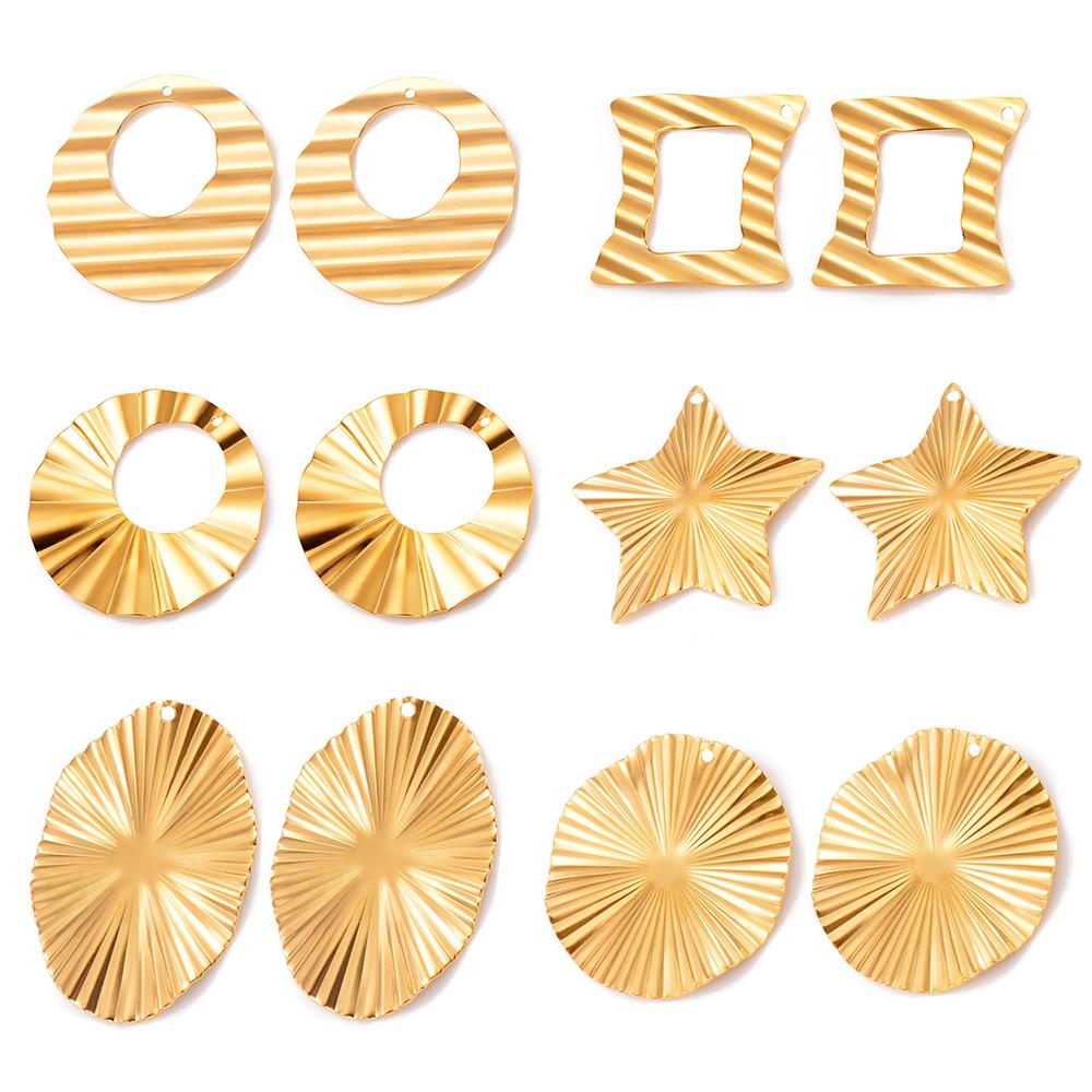 10PCS/lot Stainless Steel Gold Earring Findings Embossing Flower Link Connectors DIY Dangle Ear Wire Components Gold Earrings