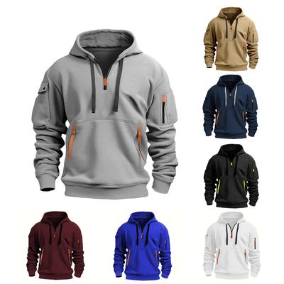 Pánská jarní a podzimní mikina s kapucí na zip s více kapsami, sportovní ležérní bunda, velikost S-5XL
