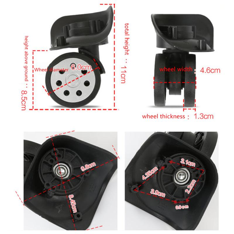 1Pair Trolley Case Luggage Wheel Silent Wear Travel Suitcase Replacement Parts