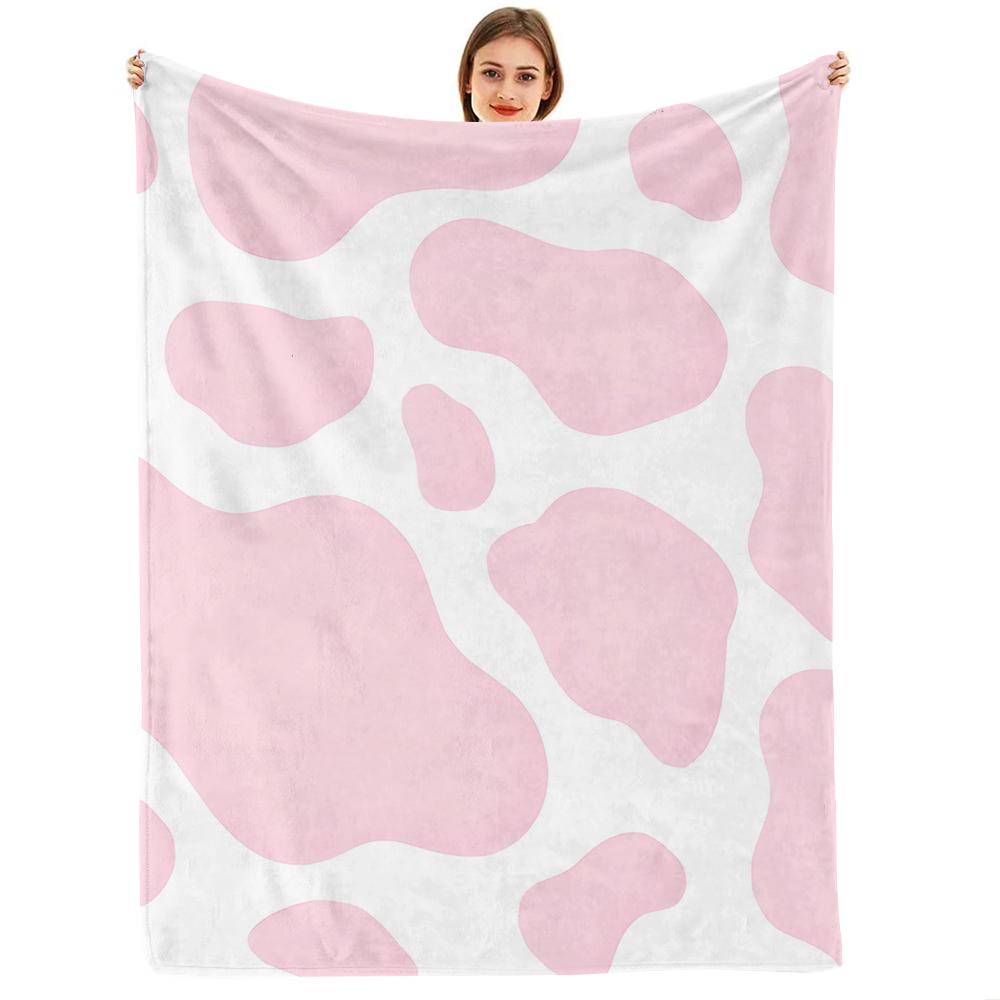 Soft Pastel Xmas Cartoon Anime Print Flannel Blanket Soft Warm Throw for Kids Bedroom Sofa Christmas Office Car
