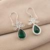 Bijoux Boucles d'Oreilles Crochets Faits Main en Argent Sterling 925 Pierre Précieuse Émeraude Verte 1.84" CE-27-12