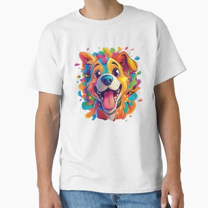 Excited Puppy Dog Classic T Shirt Made in US AUS Size S 2XL