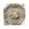 Barockes rundes Metallposter mit Blumenmuster und Goldrahmen zur Dekoration der Wohnzimmerwand