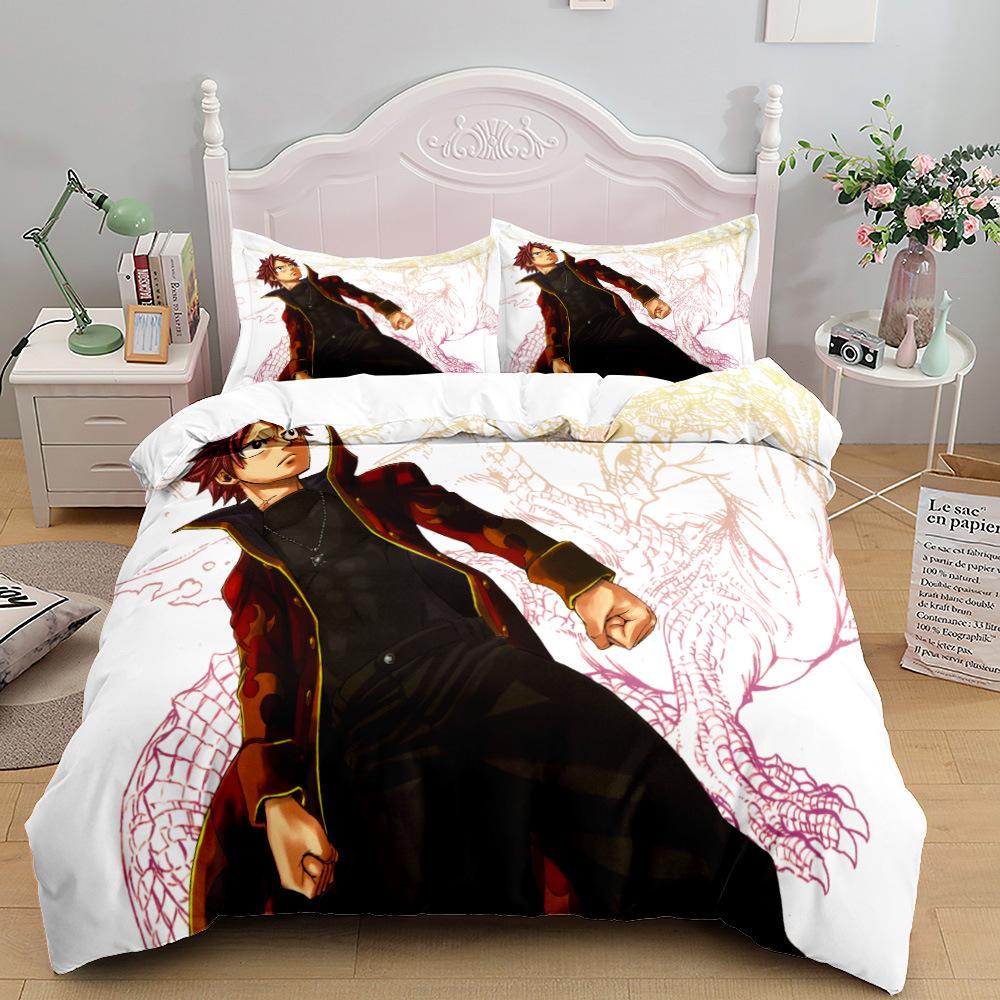 Anime Fairy Tail Boy New Duvet Cover Set With Pillowcases, Kids Bedding Set For Boys Girls Gift Bedclothes Bed Quilt Cover Set