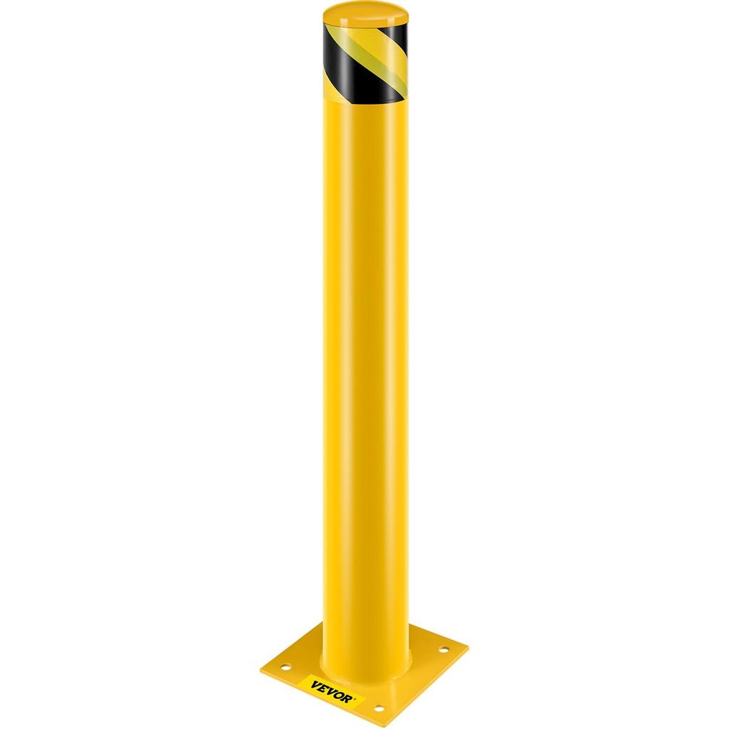 Safety Bollard Safety Barrier Bollard 4-1/2" OD 36" Height Yellow Powder Coat Pipe Steel Safety Barrier with 4 Free Anchor Bolts for Traffic-Sensitive