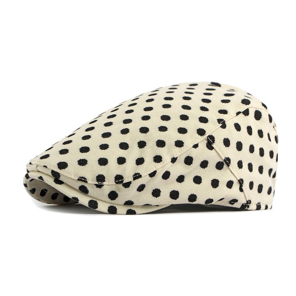 Dot Leopard Forward Cap Y2k Retro Painter Hat Fashion Newsboy Cap  Travel бежевый