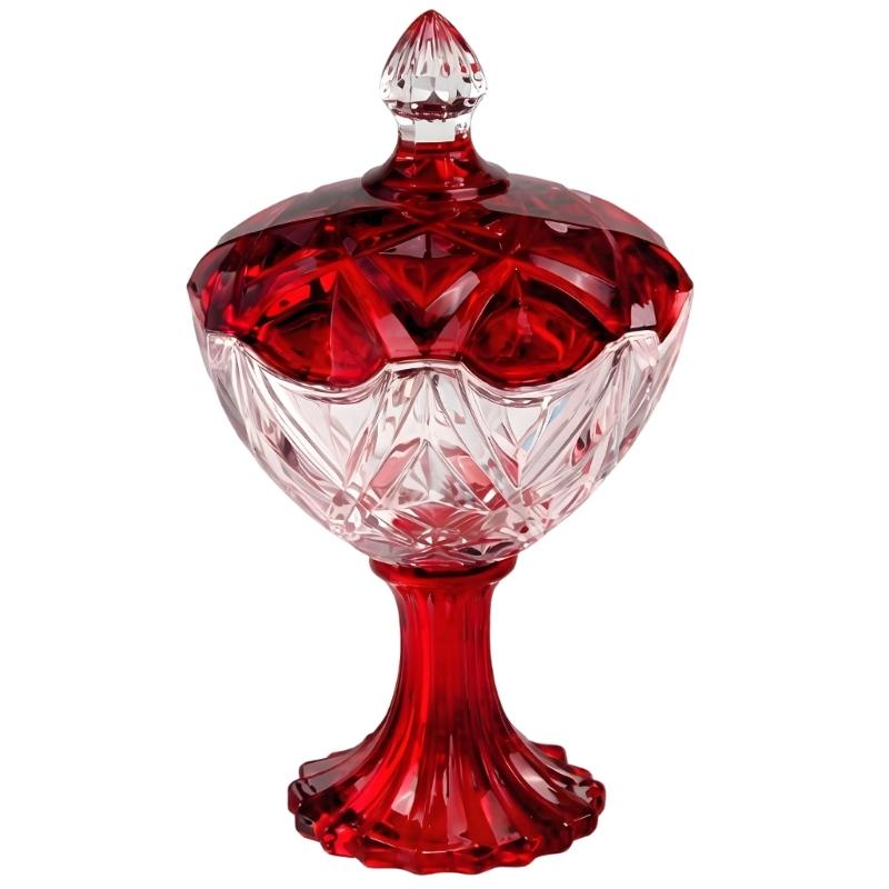 Candy Jar,Decorative Candy Dish Glass Crystal Candy Bowl with Lid Glass Nut Cookie Fruit Bowl Plate Jewelry Box Gift