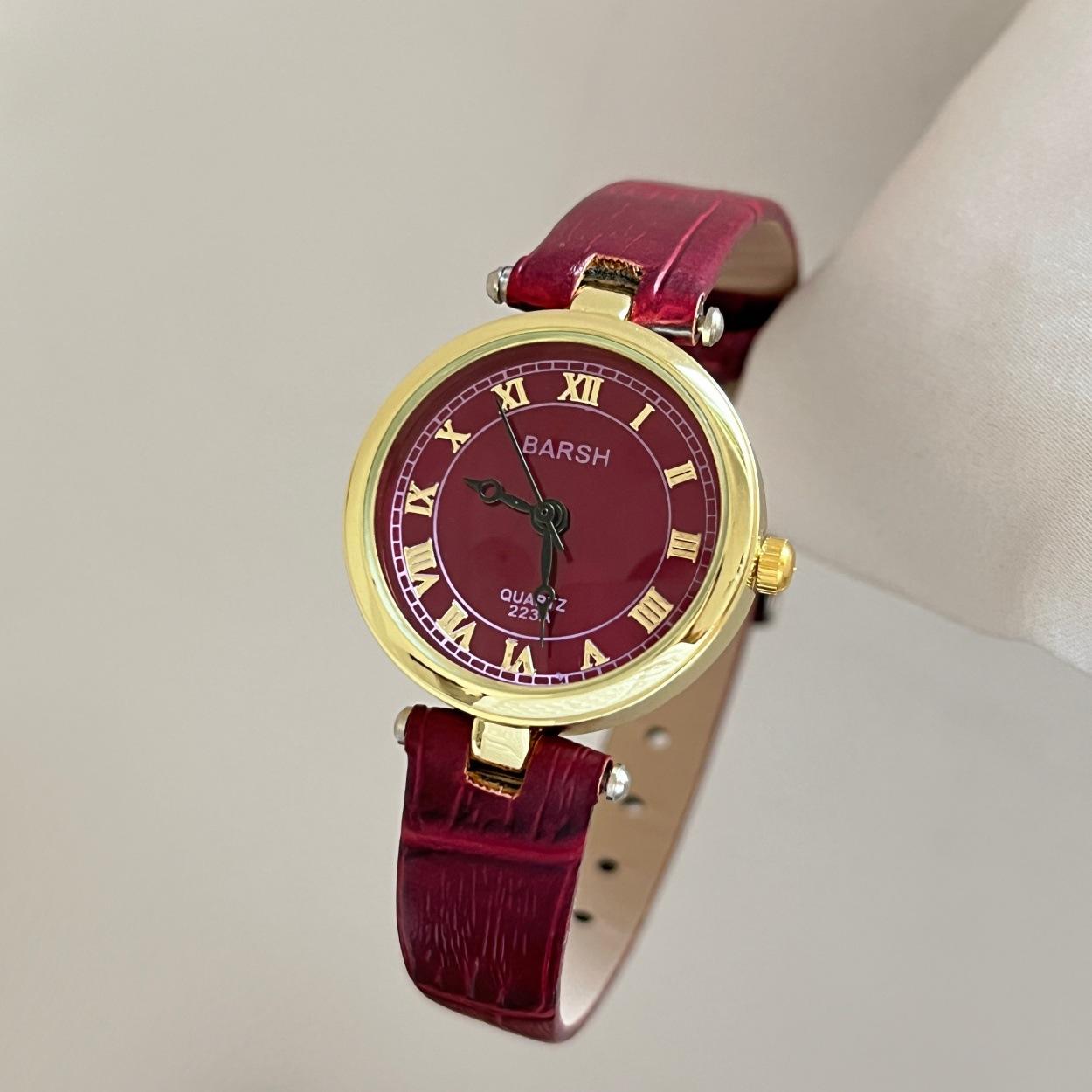 

Barsh Roman Retro Medieval Watch Women S Vintage Vintage Casual Women S Belt Temperament Western Antique Watch красный