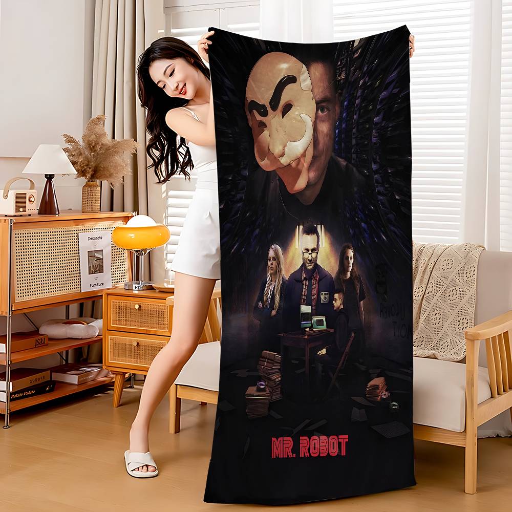 

Movie Mr. Robot Microfiber Blanket Quick Drying Beach Towels Oversized Printing Super Absorbent Pool Towel Blanket W40*H60(CM)