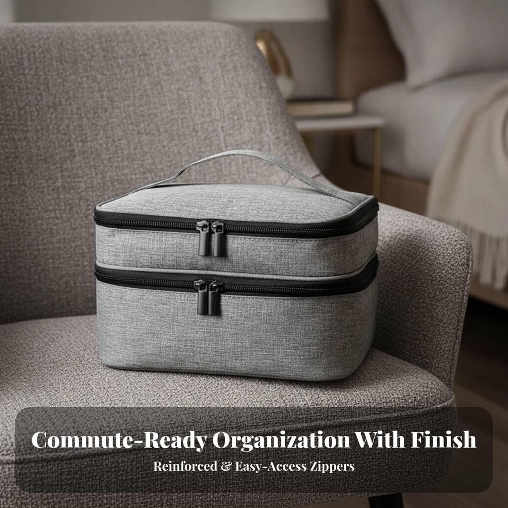 Cosmetic Bag with Carry Handle | Portable, Lightweight, Multi-Compartment Nail