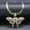 Moth Pendant Necklace Witchcraft Moon Phase Choker for Women Stainless Steel Gold Color Clavicle Chain Necklaces Jewelry N8025