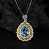 Vintage Hollow Atmosphere S925 Sterling Silver Inlaid With Large Natural Amethyst Topaz Colored Treasure Pendant Necklace Women