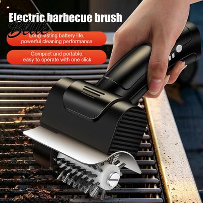 Spritzgeschütztes Grillreinigungswerkzeug Elektrische BBQ-Bürste Kabellos Typ-C Wiederaufladbare Bürste mit Hochgeschwindigkeitsmotor Reiniger Schutz Spritzschutz Edelstahl