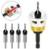 Hex Shank Countersink Drill Bit Set with Depth Stop for Accurate Holes