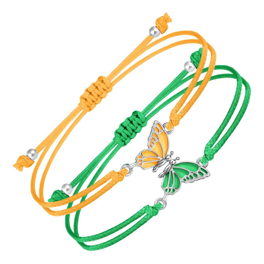 Couple Friendship Gift Set Flat Knot Weaving Adjustable Color Wax Rope Weaving Butterfly Bracelet