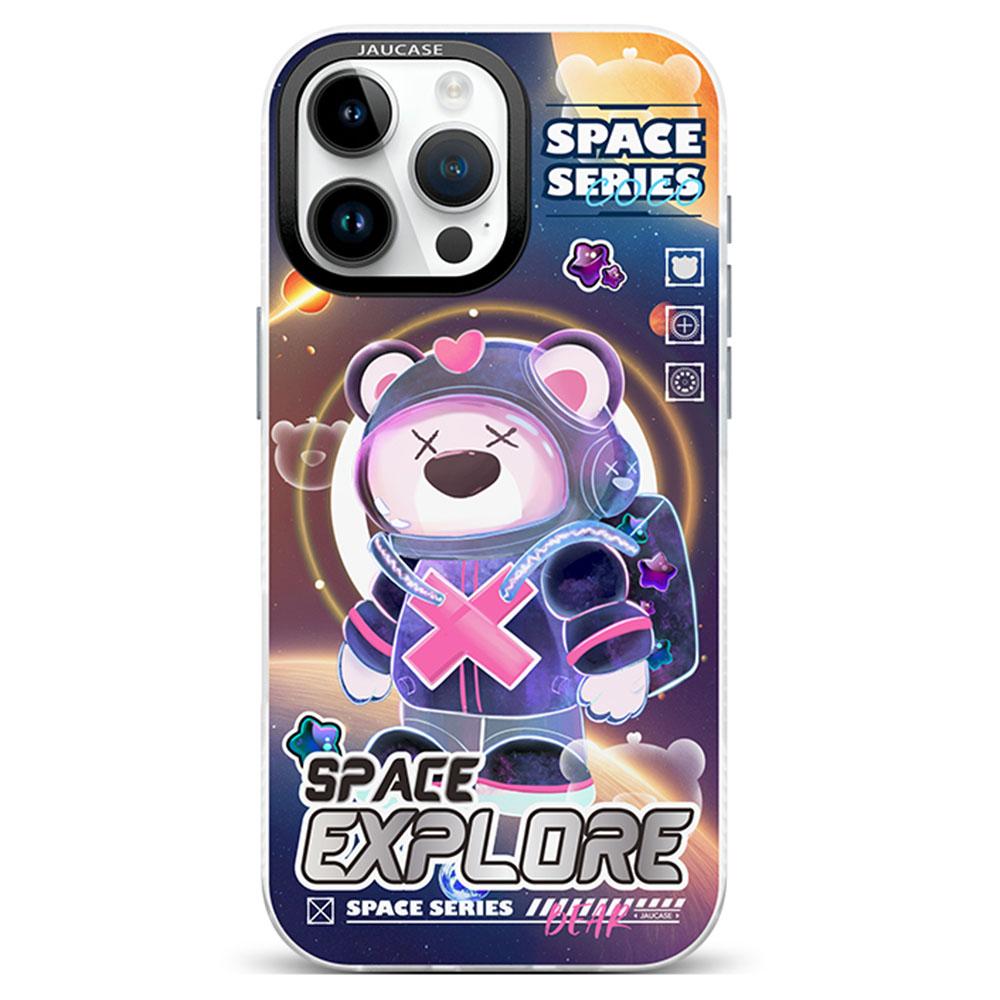 JAUCASE For iPhone 16 Pro Case Compatible with MagSafe Bear Pattern PC+TPU Matte Phone Cover