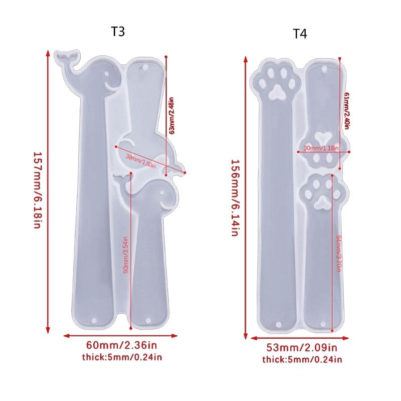 Rectangle Cat Claw Dolphin Silicone Mold DIY Bookmark Resin Mold Jewelry Pendant Mold for DIY Crafts Bookmark Making
