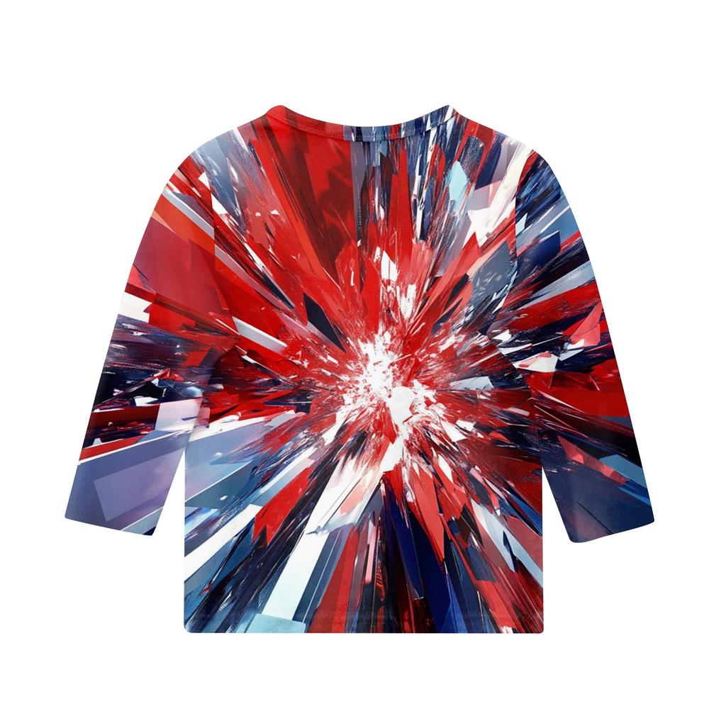 Children's Fashion Printed Round Neck Three-quarter Sleeve Top Casual T-shirt