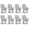VidaXL Set of 8 Outdoor Folding Chairs with Cushions, Patio Seats, Dining Chairs, Patio Furniture 3078285
