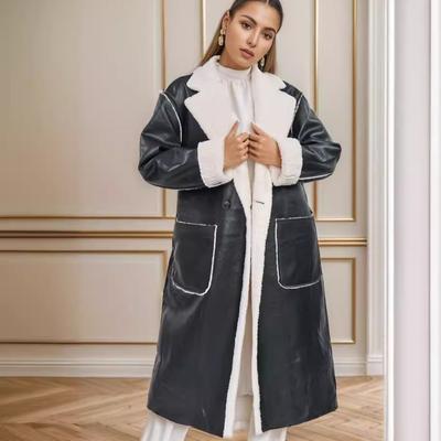 Autumn and Winter Women's Clothing Extended Casual Thickened Trench Coat Loose Fashion Leather Jacket