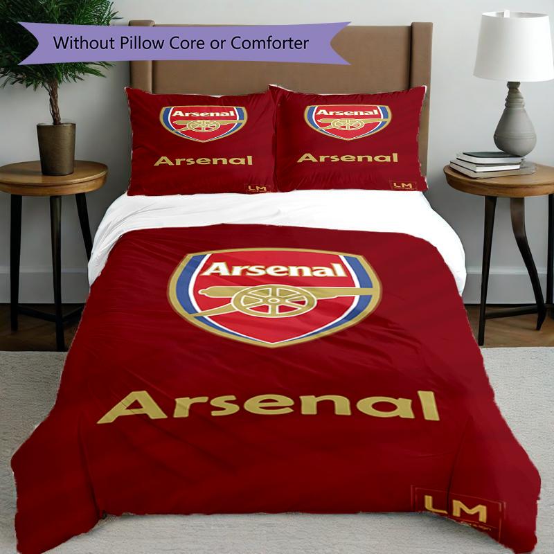 3pcs Duvet Cover Set (1*Duvet Cover + 2*Pillowcase, Without Core),football Team F.C Print Bedding Set, Bedroom Decor, All‑Season, Birthday Gift