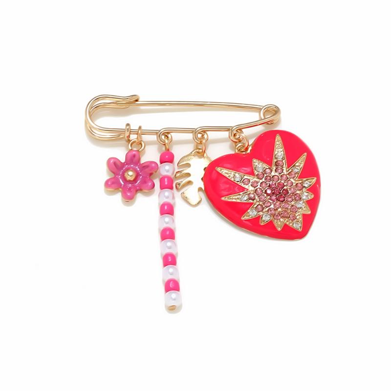 Ozean-Element Brosche für Damen Quasten-Kette Mit Stilvollem Erdbeer-Herz-Design Für Mode