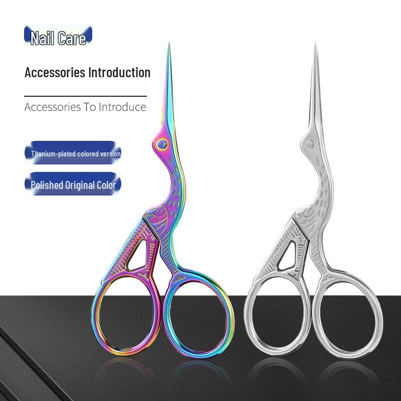 Ciseaux à fil point de croix rétro Grue Dorée - Outil de Beauté et d'Artisanat en Titane