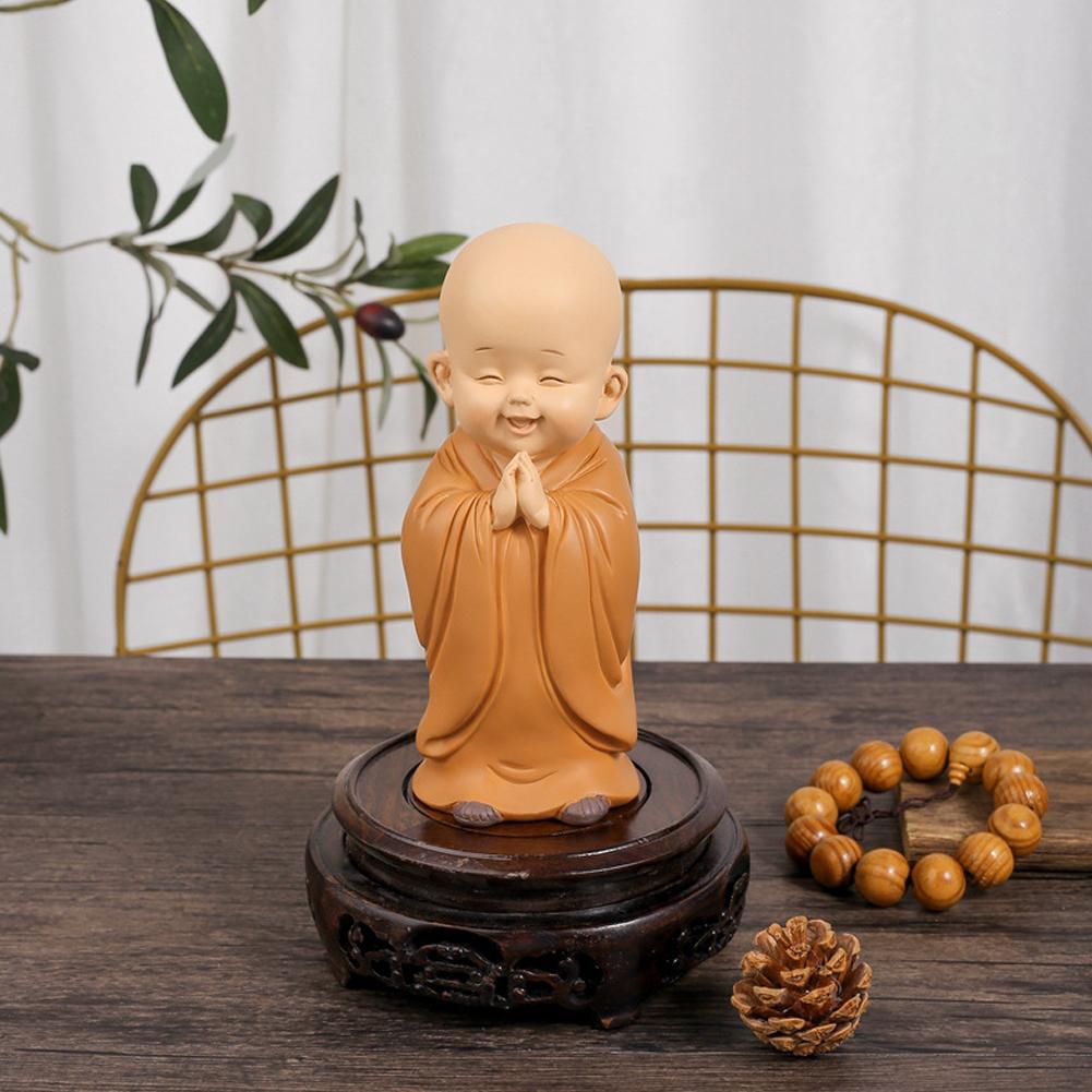 Car Small Monk Buddhist Statues Ornaments Resin Buddha Figurine Sculpture Handmade Miniatures Room Decoration Crafts Gifts