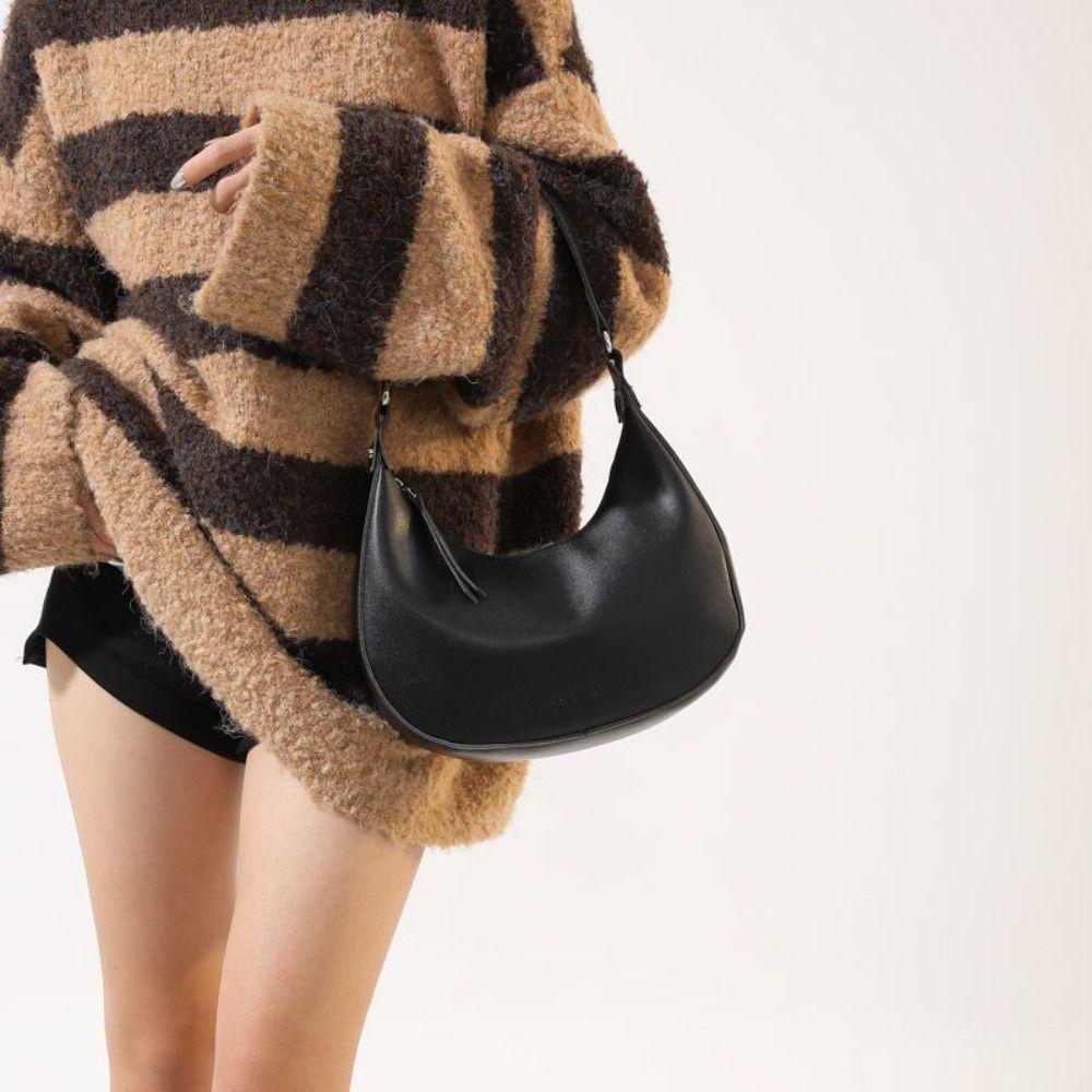 PU Leather Retro Underarm Bag Vintage Women's Armpit Bag Korean Half Moon Shoulder Bag  Party