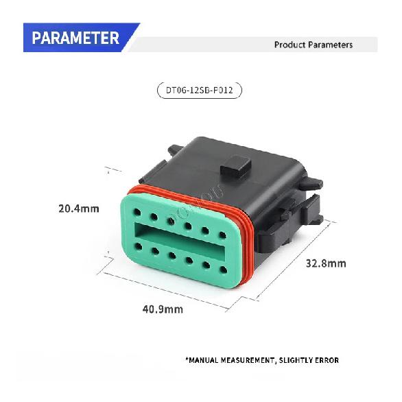 DT06-12SB-P012 Automotive Connector 12-hole Waterproof Wiring Harness Plug Nylon Sheathed Quick Connect Connector