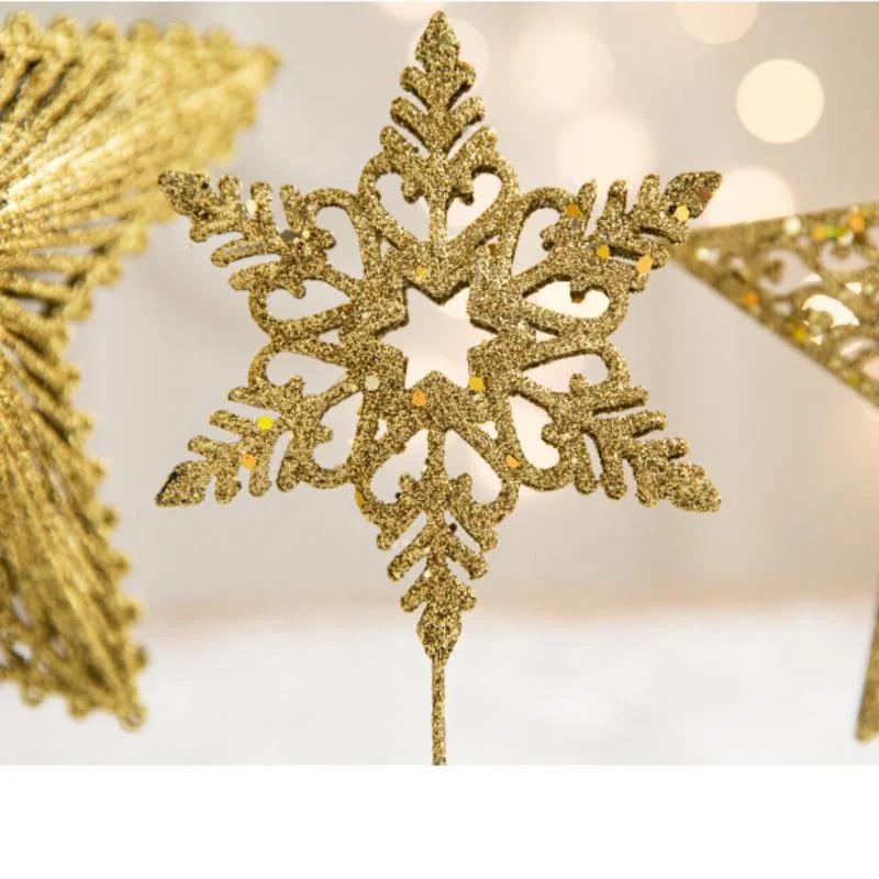 Gold Glitter Christmas Tree Top Iron Star Christmas Decorations for Home Xmas Tree Ornaments New Year 2023