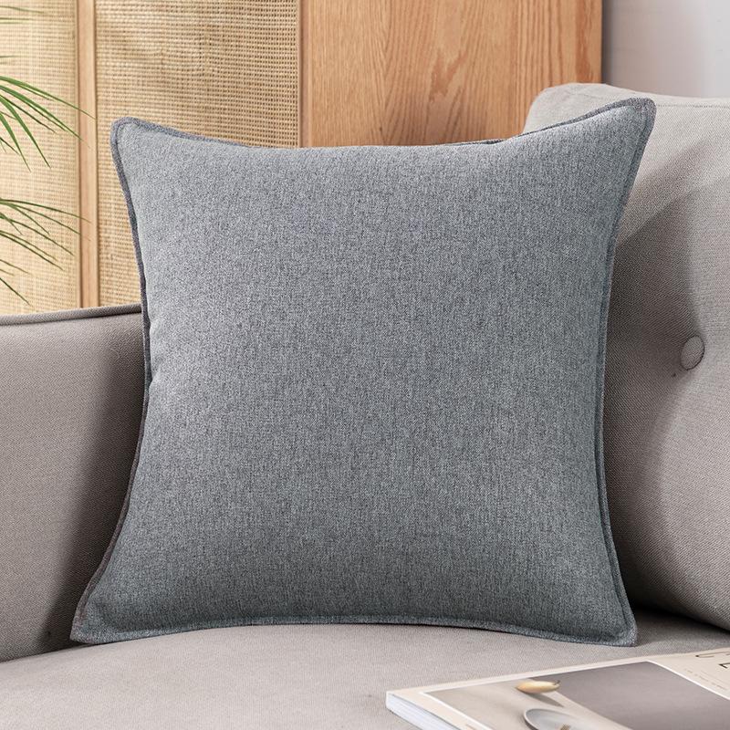 Chinese Style Fine Linen Sofa Back Cushion – Solid Wood Living Room Decor Pillow, Imitation Cotton Linen, High-End Bed Backrest.