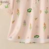 ZANZEA Women Casual Turn Down Collar Loose Half Sleeve Floral Print Blouse