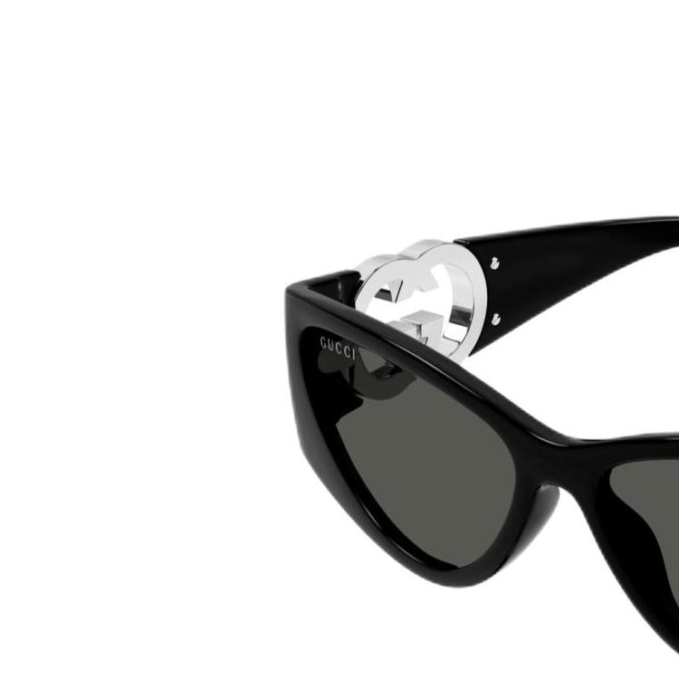 GUCCI Full Frame Detail Acetate Irregular Sunglasses Women's Black