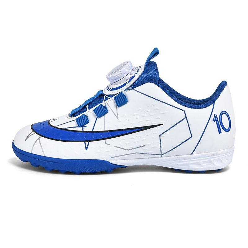 Rotary Buckle Children's Football Shoes Broken Nails Artificial Turf Youth Students Non-slip Leather Foot Training Shoes