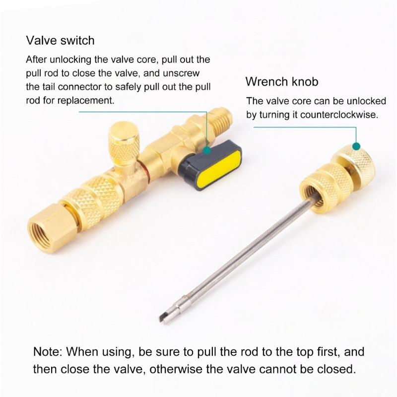Multifuntional Tool Set Core Removal Tool Valves Core Remover Brass Texture for Repairing Household Cooling Systems