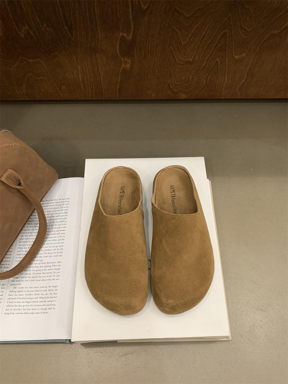 

Баотоу Біркенсток напівшльопанці жіночі 2025 осінь новинка ретро Морі універсальні коров яча шкіра платформа ліниві туфлі 39