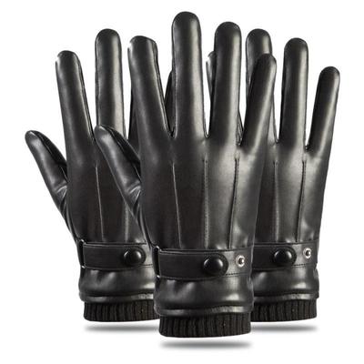 Herren Warme PU-Leder Touchscreen-Handschuhe, Gefüttert für den Winter, Vollfinger für Autofahren & Outdoor-Radfahren