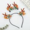 Mori Style Christmas Reindeer Antler Floral Headband for Women