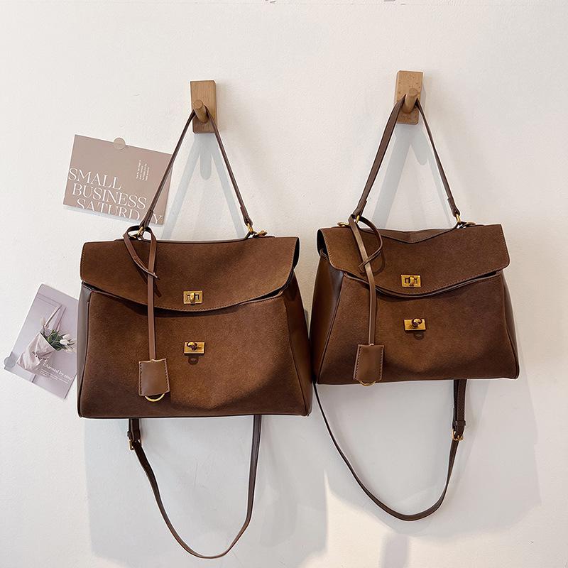 Geantă de mână tote crossbody de damă 2025 Retro cu suprafață din piele întoarsă toamnă/iarnă