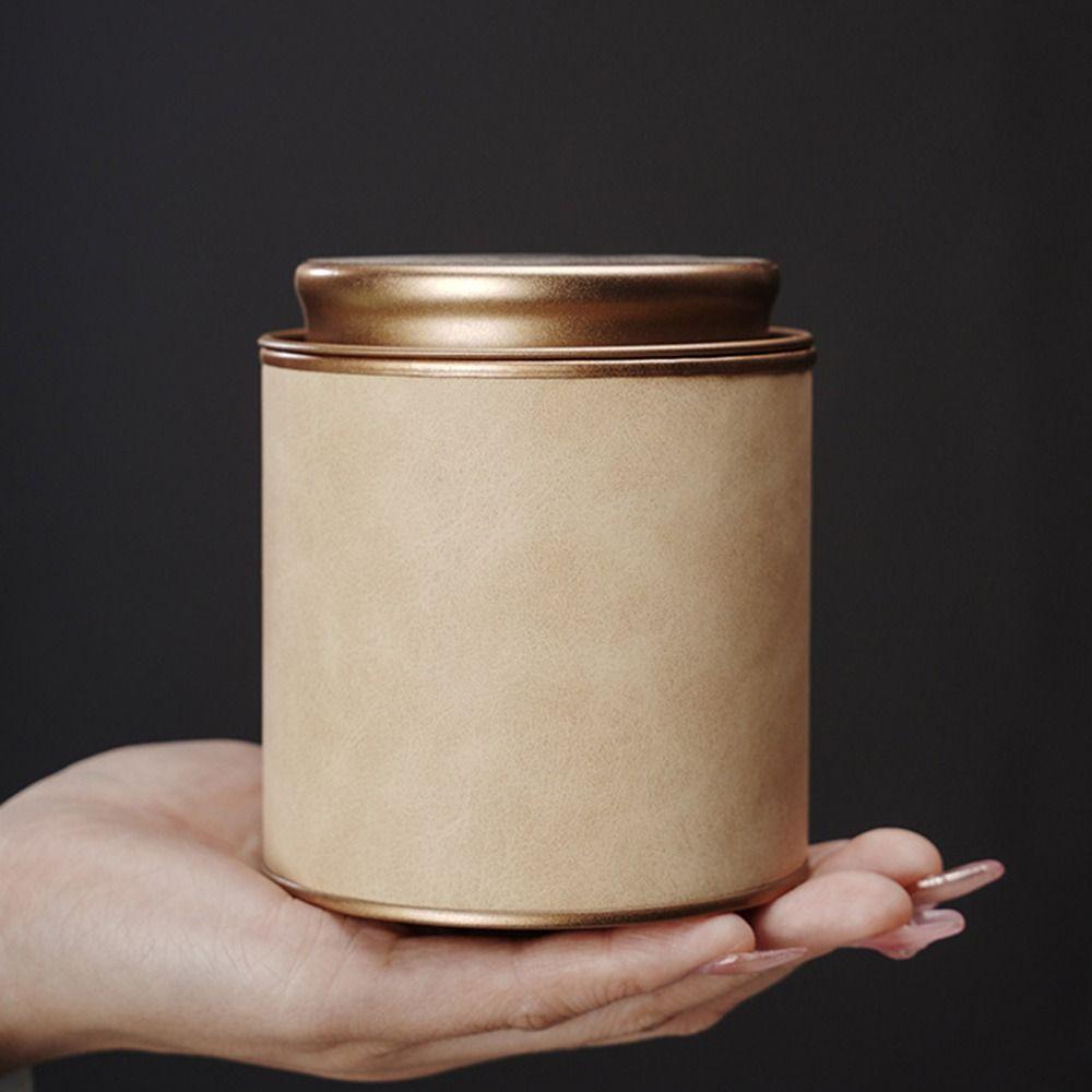 Te-krukke i blikk Rund Forseglet Te-boks Bærbar Te-boks for Hjem og Reise