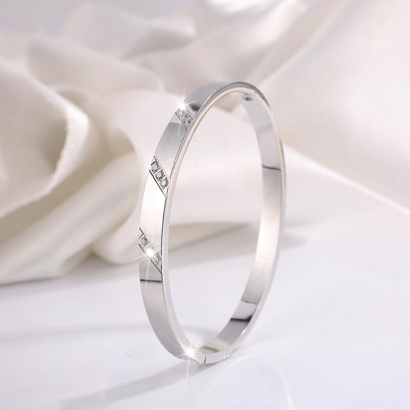 Anti-Tarnish Roman Numeral Crystal Bangle - Available Individually or As a Pair