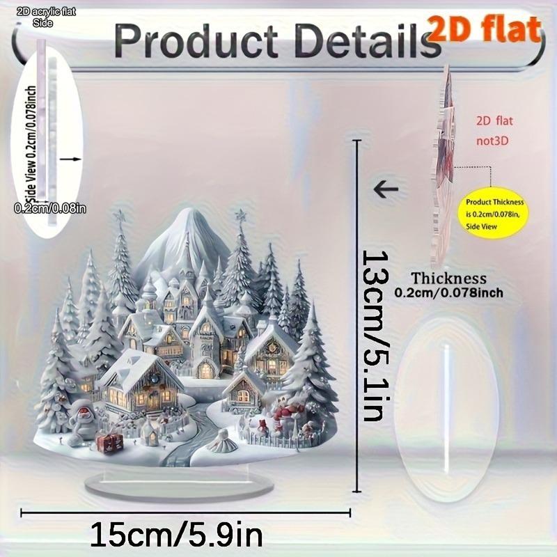 2D Flat Christmas Snow Scenery Desktop Decoration, Christmas Tree, Snowman, Suitable for wall decoration, porch, room, villa, accents Home, Hallway, o