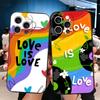 LGBT Rainbow Love Is Love Soft Phone Case for iPhone 16 16E 17 Air 15 Pro Max 14 Plus 13 Mini 11 12 7 Black Cover Back Shell