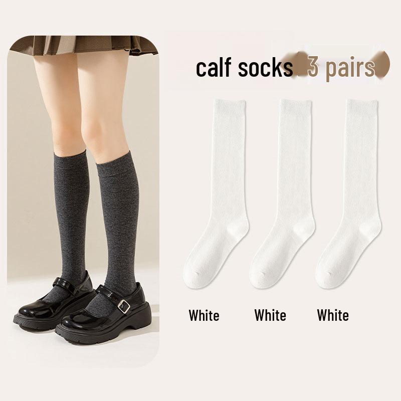 JK Style Over-the-Knee Calf Socks - Women's Autumn Winter Cotton Sweat-Absorbent Slimming Micro-Pressure Long Socks
