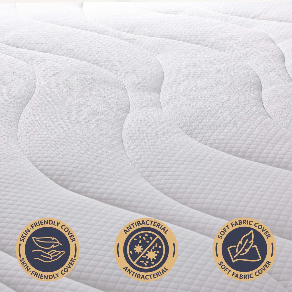 Matelas en Waterfoam hypoallergénique, 16 cm | Garnissage en ouate et housse en tissu 3D respirant, anti-acariens et antifongique 