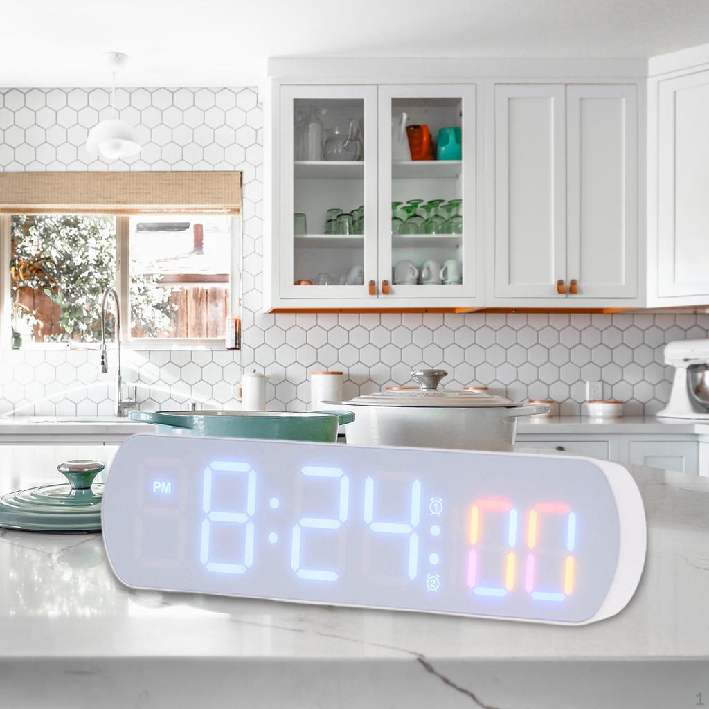 Digital Alarm Clock Electronic Desktop Silent Adjustable Brightness Multifunctional Table
