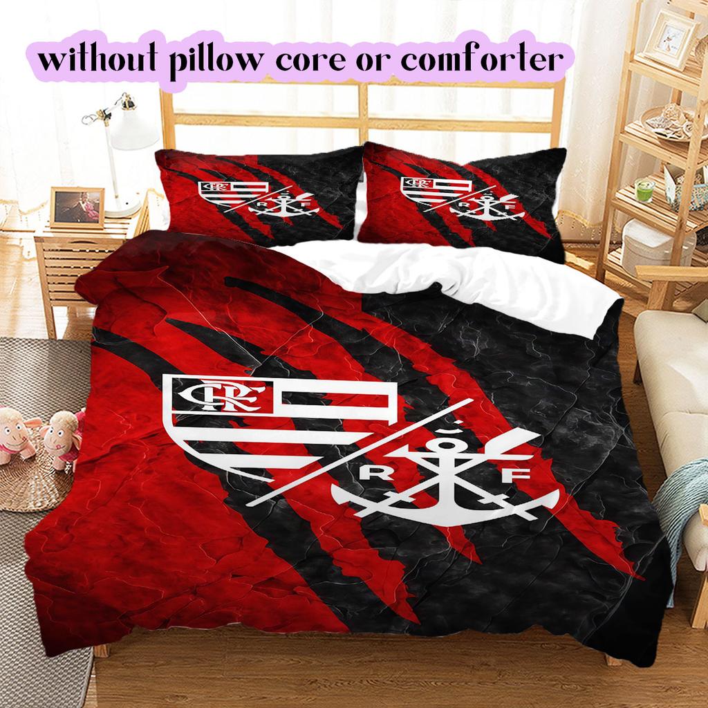 Flamengo Football Soccer Pattern Bedding,Quilt Set Quilt Cover Pillowcase Home Birthday Gift (1*duvet Cover+2*pillowcase,without Core)