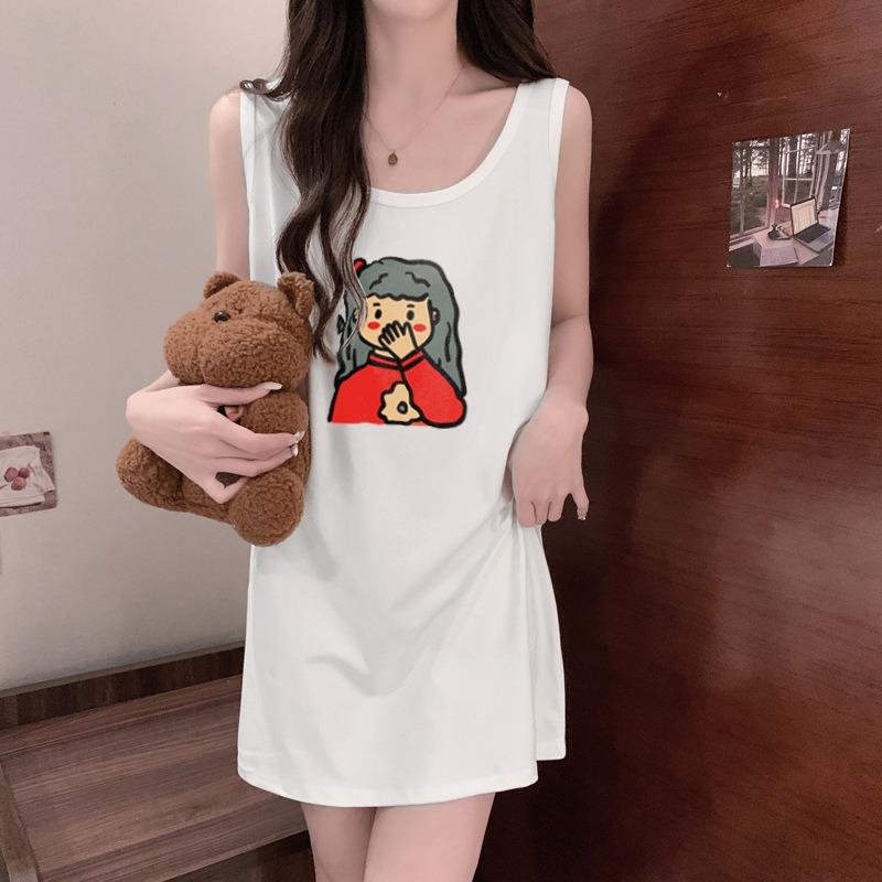 Women's Summer Sleeveless Vest Sleeping Dress Girls Sexy Halter T-shirt Dress